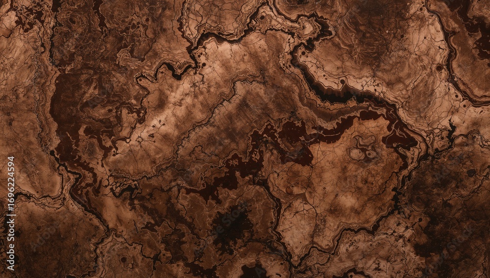 Fototapeta premium Exquisite organic patterns in deep mocha and rich walnut burl veneer with abstract topography
