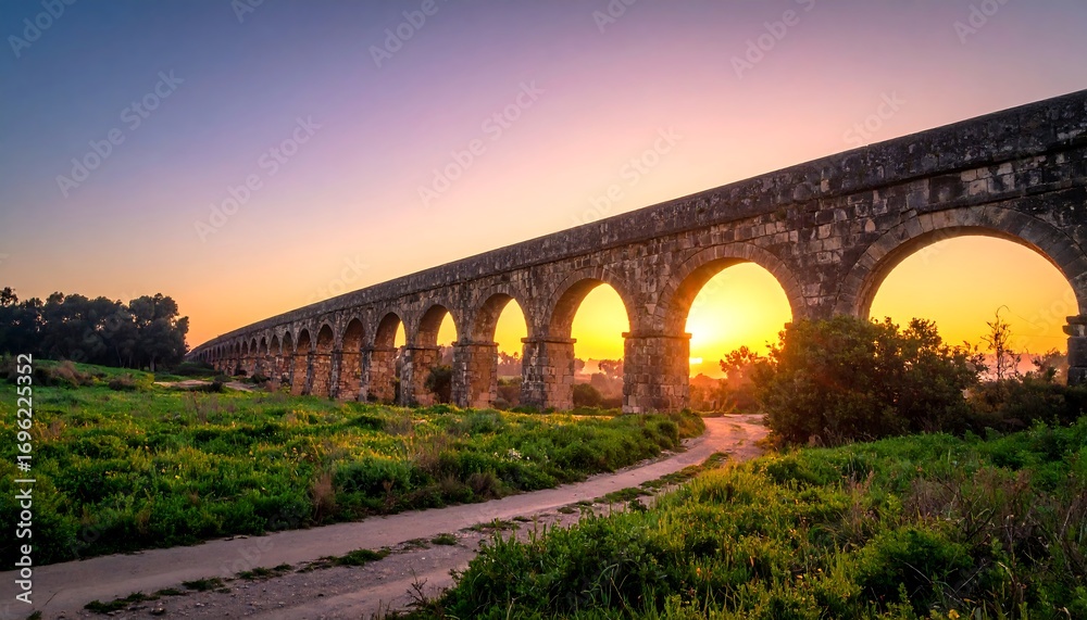 Obraz premium Ancient aqueduct at sunrise