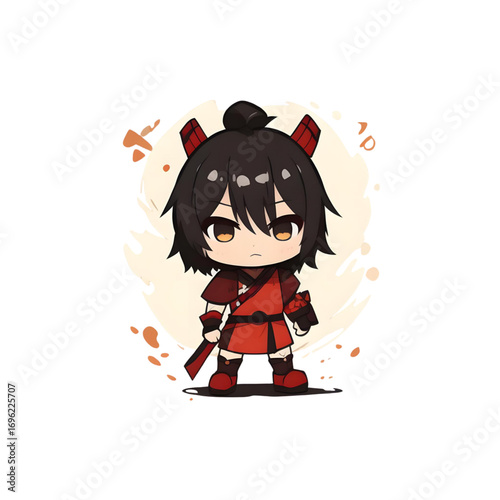 Chibi Boy in Red with Black Hair