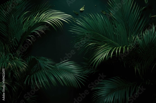 Dark green tropical leaf wallpaper with abstract nature background