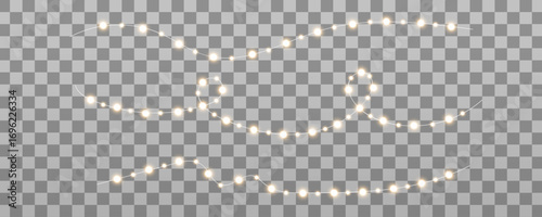 Vector illustration of glowing lamps and decorative garlands, perfect for holiday design, New Year celebrations, and creating a festive Christmas mood with bright strands of light.