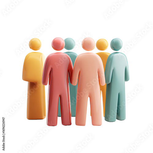 Colorful Abstract Human Figures Group on Transparent Background