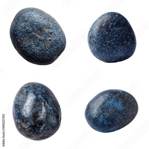 Artisanal Blue Stones: A curated selection of captivating stones in a stunning blue hue, showcasing their unique textures and organic shapes against a neutral backdrop.