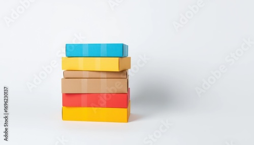 Wallpaper Mural Colorful Stack of Books on White Background Torontodigital.ca