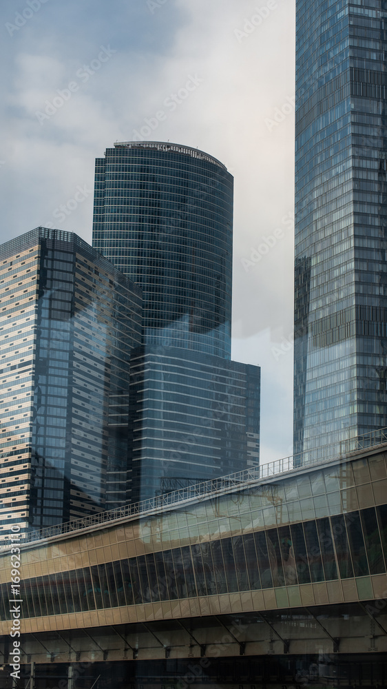 Fototapeta premium blue wall business buildings architectural background