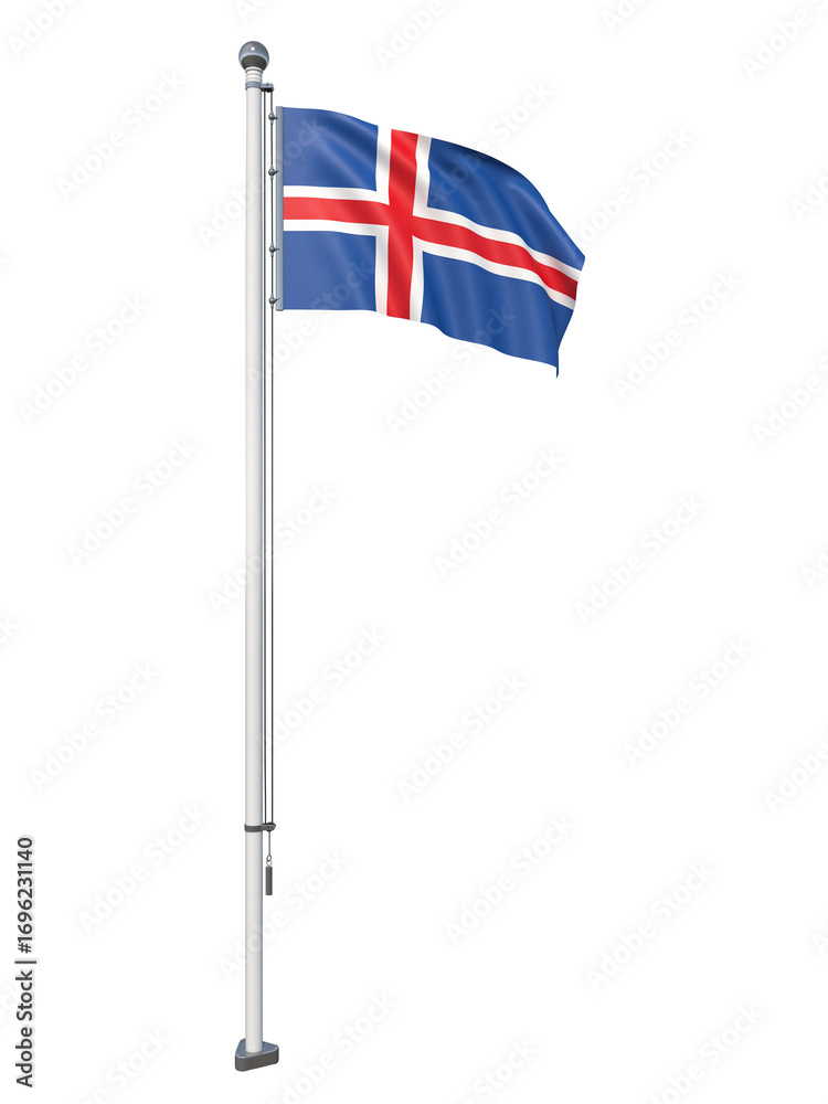 Fototapeta premium Iceland_Flag_Pole_3DModel