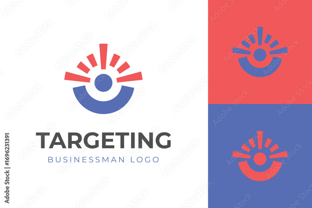 Obraz premium Target People Logo Design with Focus and Motivation Concept for Business, Startup, marketing vector symbol