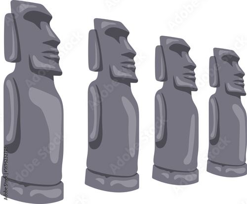 Chile Moai Statue Vector Illustration