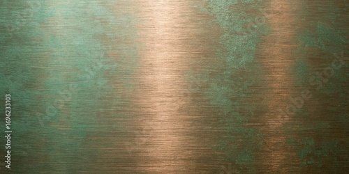 Closeup of a textured copper surface with a green tint, showcasing the intricate details and patterns of the metal material, creating a unique and visually appealing background