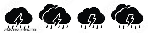 Cloud and rainy set icon, vector illustration
