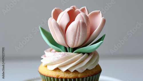 Cupcake flower tulip dessert bakery sweet frosting delicious treat confectionery pastry baked goods