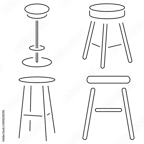 Group of black seat icons on a white background. Vector illustration.