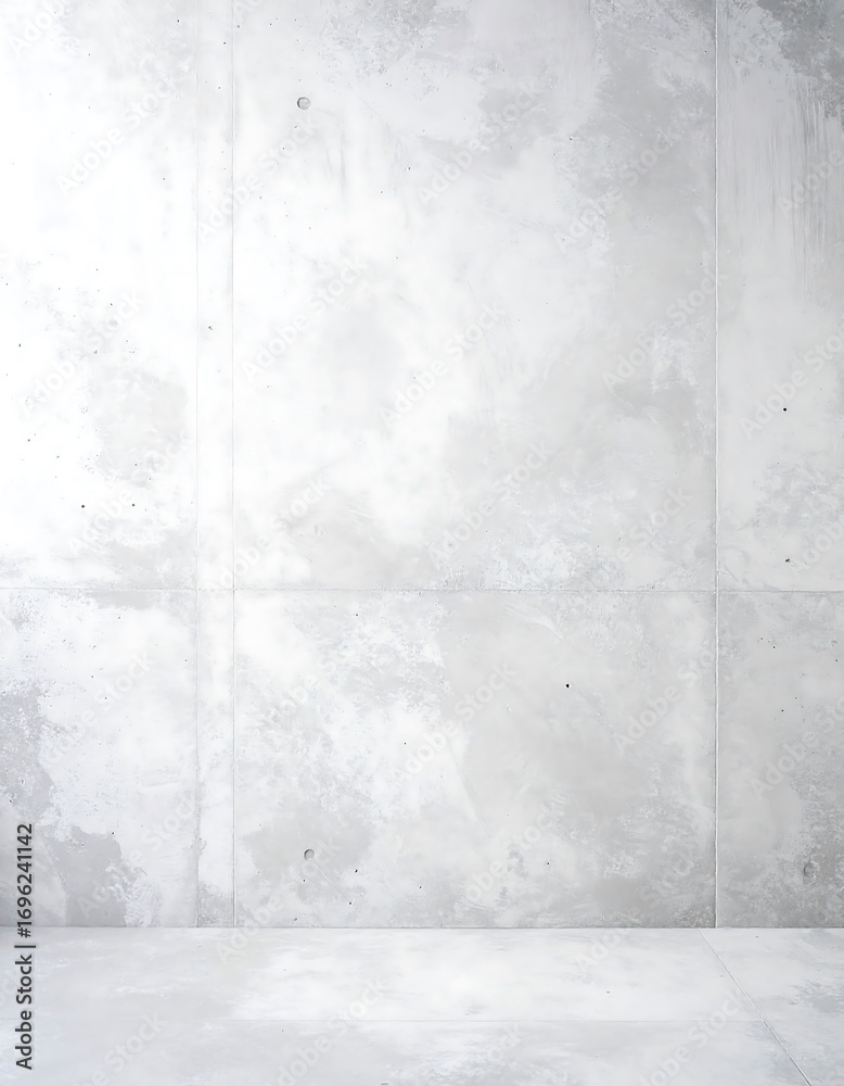 Fototapeta premium A minimalist, light gray concrete wall and floor, perfect for showcasing products.