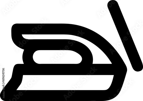 Minimalist outline icon of a household clothes iron. Simple vector graphic symbol representing ironing, laundry, and domestic garment care