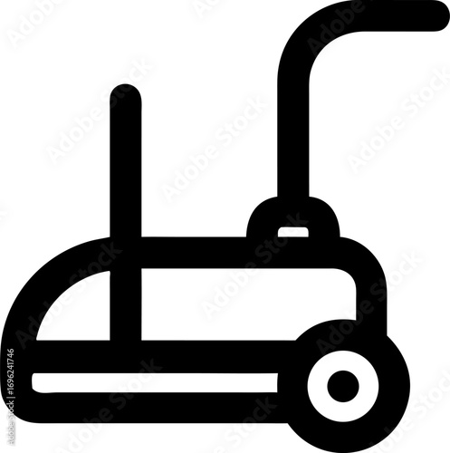 Minimalist outline icon of a hand truck or dolly, a symbol for logistics, delivery services, and manual transportation tasks