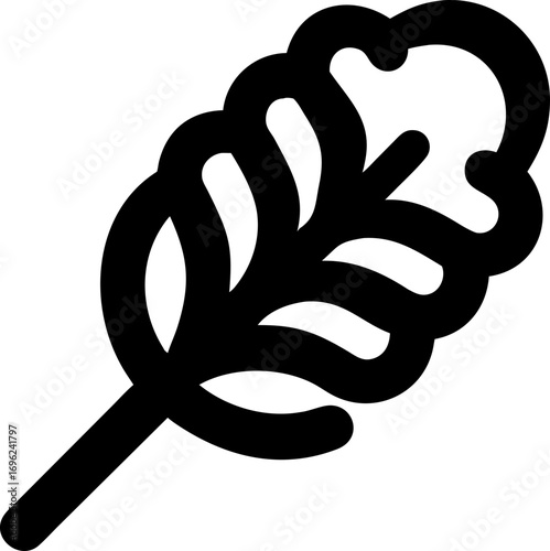 Minimalist outline icon of a feather duster, a simple graphic symbol for cleaning, housekeeping, and domestic hygiene services