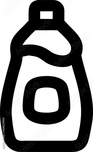 Minimalist outline icon of a laundry detergent or fabric softener bottle, representing cleaning supplies and household chores
