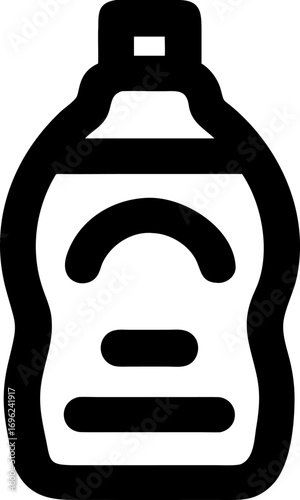 A versatile bottle icon designed in a bold outline style. This simple graphic symbol can represent various liquid products like detergent, soap, or cleaner