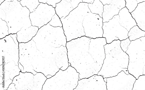 Abstract black and white design featuring interconnected lines and scattered dots texture