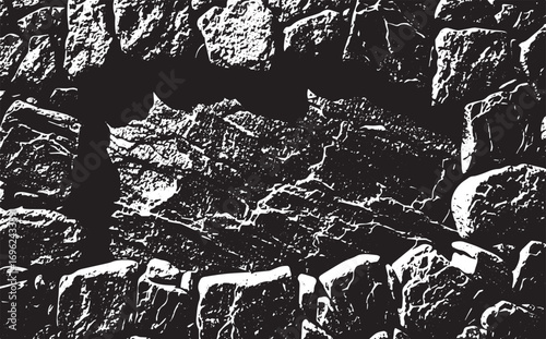 Abstract black and white image evoking rocks and water texture artwork