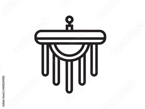 Stylish line drawing of chain harrow equipment in elegant outline