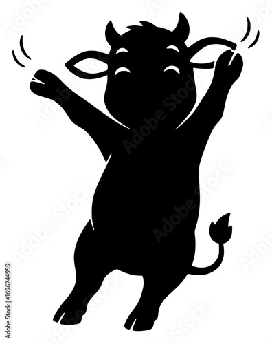 Dancing Minotaur Silhouette with Raised Arms