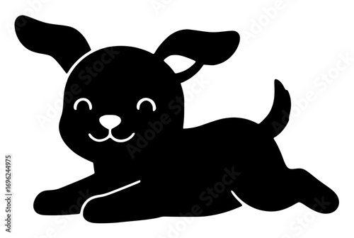 Relaxed Lying Rabbit Silhouette with Floppy Ears