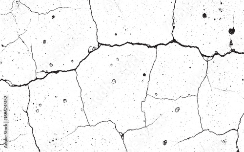 Crack on a wall detailed white grunge with small spots texture background