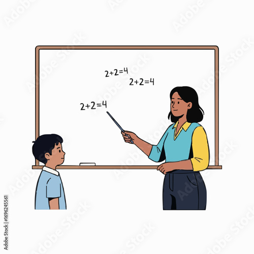 teacher and student in classroom