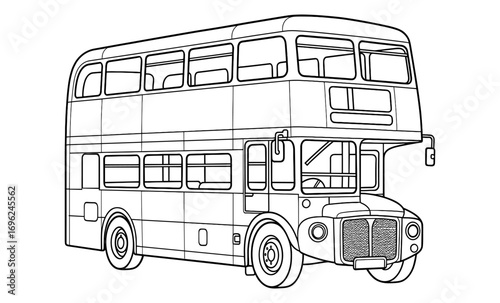 Classic double-decker bus outline for coloring and design projects