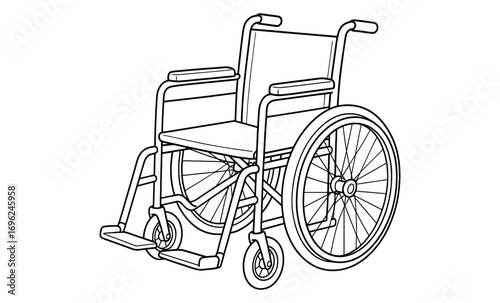 Detailed line art of wheelchair for accessibility design projects