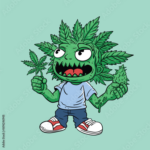 Vector Playful weed character illustration