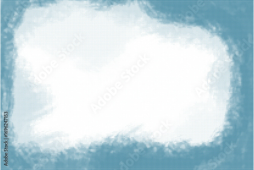 Template of a grungy blue background with halftone screen frame