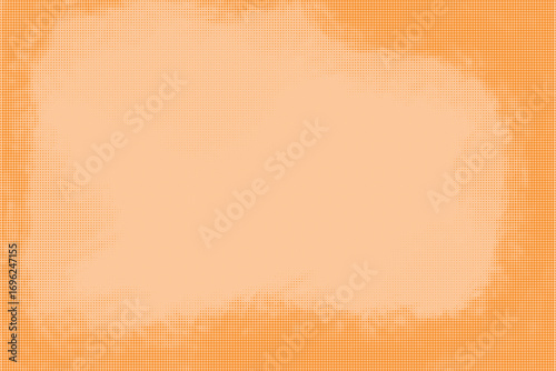 Template of a grungy orange background with halftone screen frame