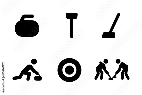 Curling equipment and action silhouettes in minimalist design