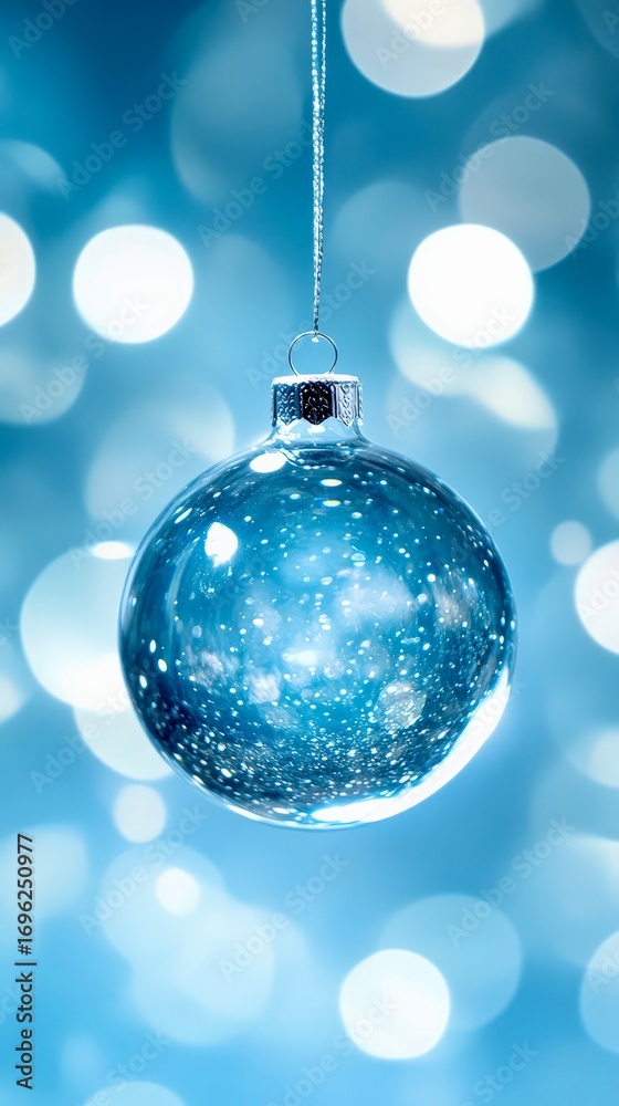 Fototapeta premium Blue shiny Christmas ornament festive holiday decoration seasonal celebration