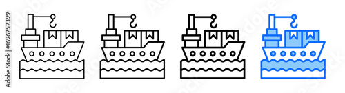 Cargo Ship Icon In Different Styles Set Collection