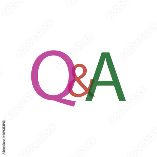 Q&A colorful typography text vector design on white background.