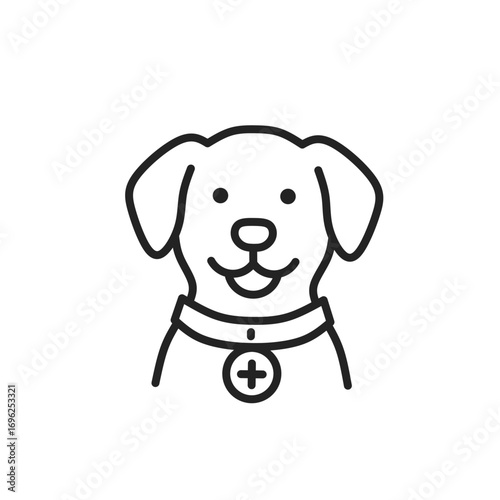 dog line icon, dog logo, pet dog head logo suitable for vet logo, pet shop 