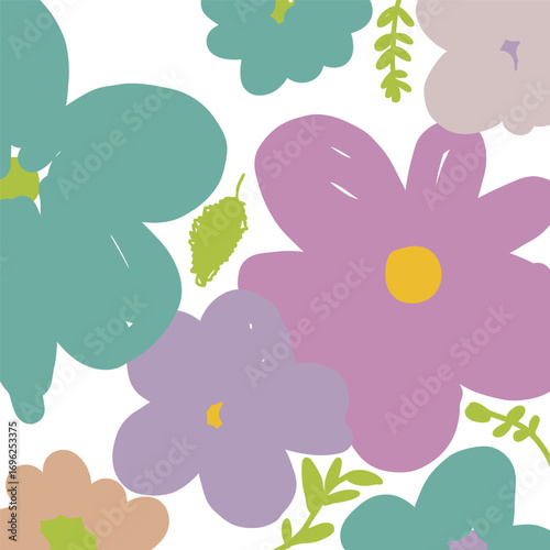 Seamless hand-drawn flowers pattern. Vector  botany spring flowers in elements. Design for fabric,wallpaper, posters, print, binding.