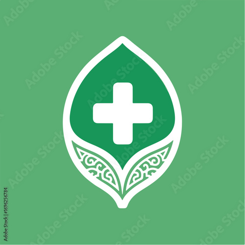 Green Leaf Medical Cross Logo Design