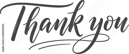 Thank You Typography with Calligraphic Style on White Background Design