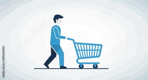 Minimalist Shopper with Empty Cart Illustration
