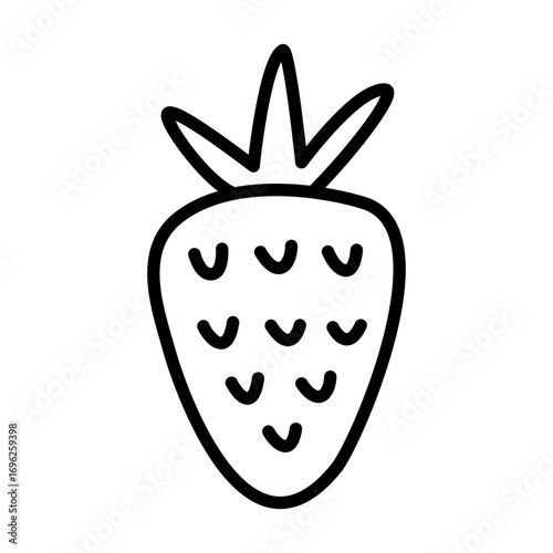 Strawberry hand drawn icon with doodle design style