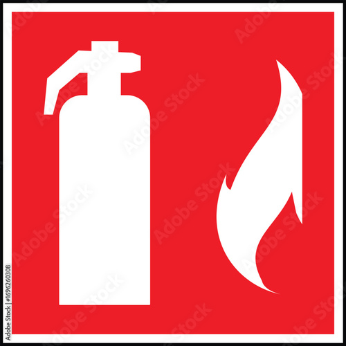 Fire Extinguisher Sign design in trendy style , Isolate on white background. sign for backgrounds, backdrop, sticker, label and poster.
