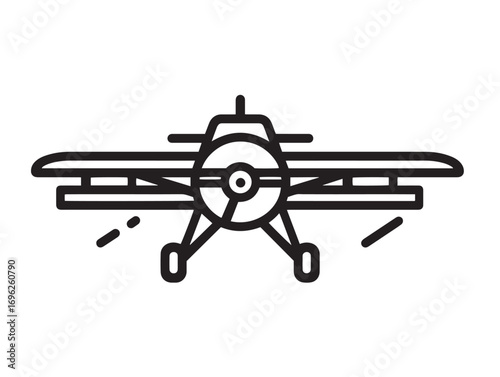Agricultural crop duster spraying airplane minimal vector