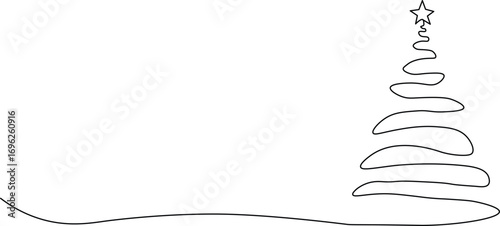 Minimalist Christmas tree drawing for elegant holiday designs and festive greetings, perfect for modern cards, invitations, and seasonal promotions with a touch of creative simplicity
