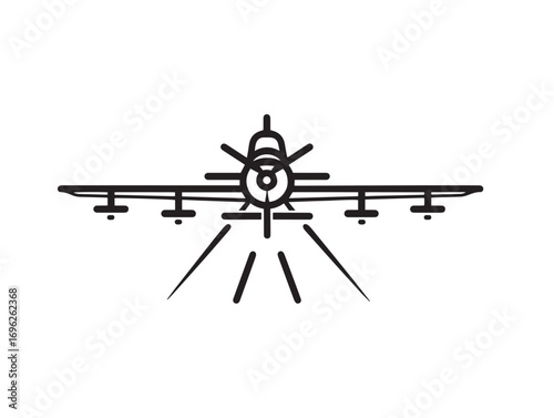 Modern crop duster sprayer airplane icon in vector