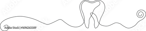 Embrace minimalist dental care with this elegant single line tooth art, a fresh modern design perfect for dentists, orthodontists, and healthcare brands seeking a clean, inviting aesthetic