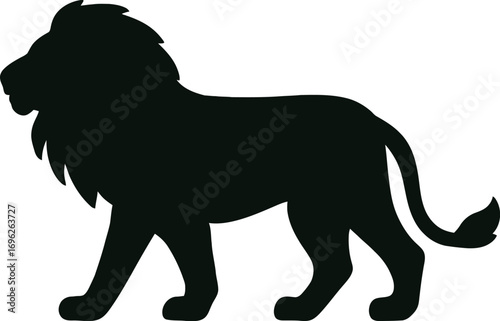 Black vector silhouettes of wild animal lion